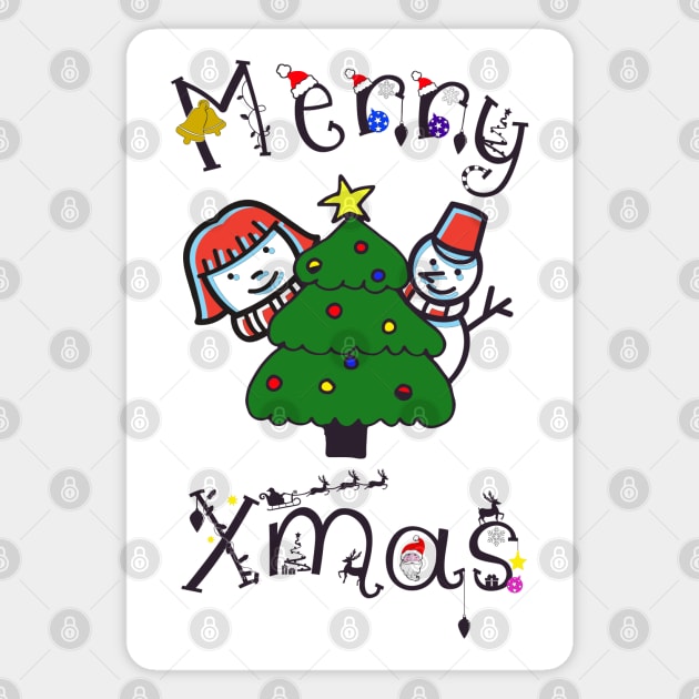 Merry Christmas Magnet by MarinasingerDesigns